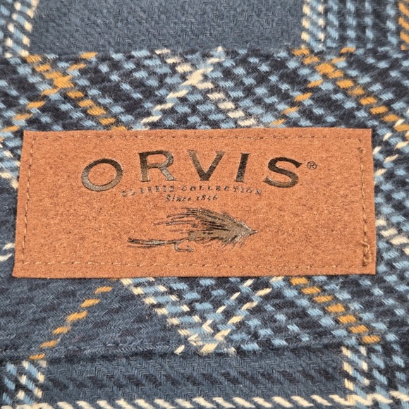 Orvis Big Bear Heavyweight Flannel Shirt Men's M Blue Plaid Pockets Outdoors - Picture 3 of 8